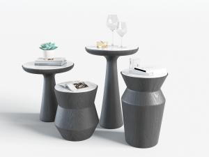 新中式圆形边几角几3d模型 新中式圆形边几角几