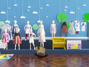 现代儿童服装店展示模特3d模型 现代儿童服装店展示模特