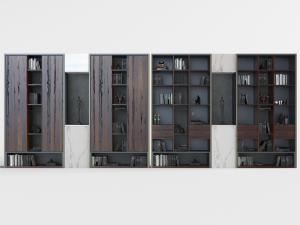 现代黑色实木柜门装饰柜