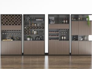 北欧实木酒柜3d模型 北欧实木酒柜