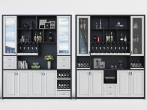 北欧白色黑色拼接酒柜3d模型 北欧白色黑色拼接酒柜