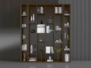 现代实木开放式装饰置物柜