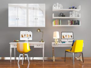 简欧儿童书桌椅组合3d模型 简欧儿童书桌椅组合