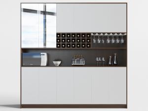 现代白色和深实木拼接酒柜3d模型 现代白色和深实木拼接酒柜