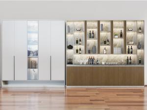 现代白色和实木色酒柜装饰柜3d模型 现代白色和实木色酒柜装饰柜