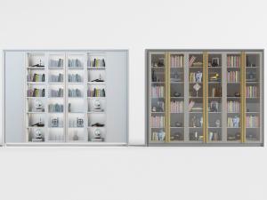 现代玻璃柜门的装饰书柜