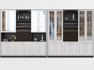 新中式加宽酒柜3d模型 新中式加宽酒柜
