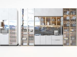 现代玻璃柜门的酒柜3d模型 现代玻璃柜门的酒柜