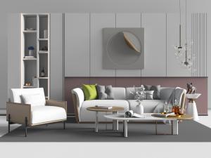 新中式多人单人沙发组合3d模型 新中式多人单人沙发组合