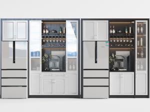 现代嵌入电冰箱的整体酒柜3d模型 现代嵌入电冰箱的整体酒柜