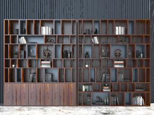 现代深实木色装饰置物柜