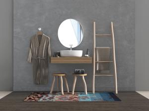 北欧悬挂式洗手盆梯子毛巾架