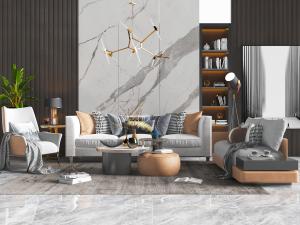 现代多人沙发休闲椅子茶几组合