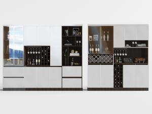 现代白色黑色拼接酒柜3d模型 现代白色黑色拼接酒柜