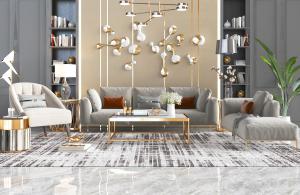 现代轻奢灰色多人单人沙发贵妃椅组合