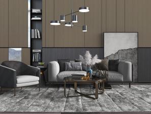 现代布艺多人单人沙发组合3d模型 现代布艺多人单人沙发组合