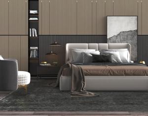 现代带弧度床头的双人床