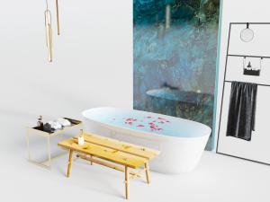 现代浴缸浴盆毛巾架