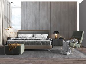 现代轻奢布艺双人床休闲椅子