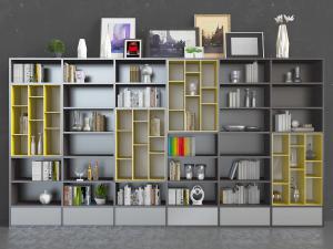 现代撞色拼接开放式装饰置物柜