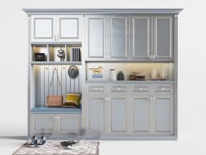 北欧银灰色玄关装饰鞋柜