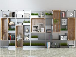 新中式嵌入实木盒的装饰置物柜