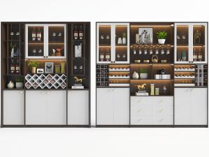 现代实木装饰灯带的酒柜3d模型 现代实木装饰灯带的酒柜