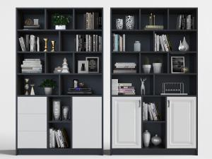 现代黑白拼接装饰书柜