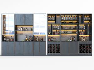 现代装饰灯带的酒柜3d模型 现代装饰灯带的酒柜