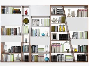 北欧实木拼接几何造型的书柜装饰柜