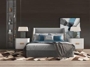 现代菱形软包床头双人床