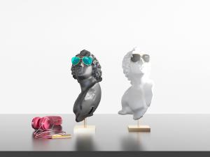 后现代戴眼镜的人物雕塑雕刻