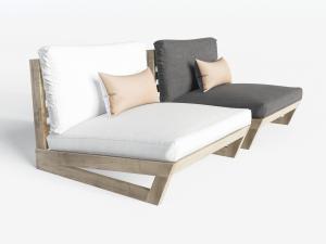 现代实木框架的躺椅