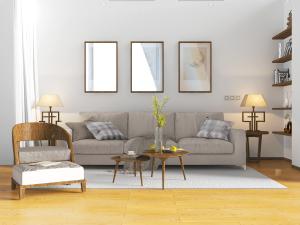 新中式布艺多人沙发茶几组合