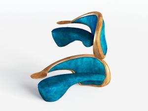 后现代实木框靠背的多人沙发3d模型 后现代实木框靠背的多人沙发