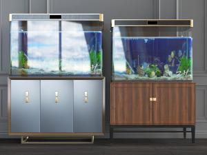 新中式带收纳柜的鱼缸水族