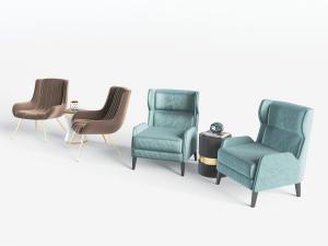 简欧蓝绿色布艺单人沙发3d模型 简欧蓝绿色布艺单人沙发