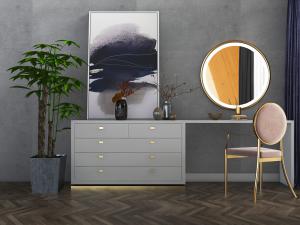 现代轻奢加长带收纳的化妆梳妆台