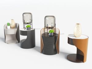 新中式圆形床头柜台灯