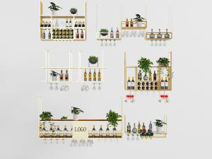 现代悬挂吊架酒架3d模型 现代悬挂吊架酒架