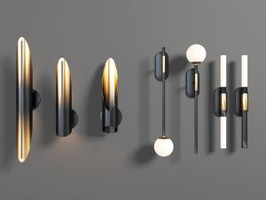 现代黑色金属灯管壁灯