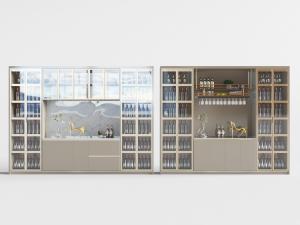 新中式玻璃柜门酒柜3d模型 新中式玻璃柜门酒柜