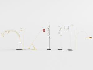 现代金属支架的玻璃灯罩落地灯