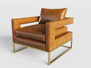 现代真皮姜黄色单人沙发3d模型 现代真皮姜黄色单人沙发