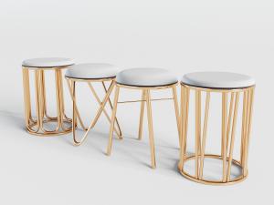 现代轻奢金属支架的圆形凳子