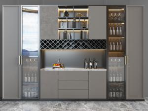 新中式带玻璃柜门中间镂空的酒柜3d模型 新中式带玻璃柜门中间镂空的酒柜