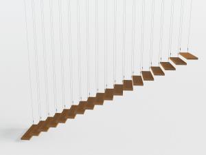 现代实木镂空台阶的楼梯3d模型 现代实木镂空台阶的楼梯