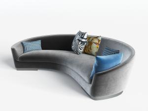 后现代弧形布艺多人沙发3d模型 后现代弧形布艺多人沙发