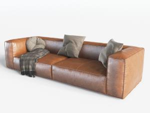 后现代真皮长方形多人沙发3d模型 后现代真皮长方形多人沙发