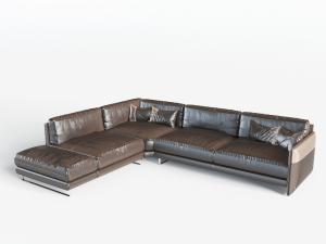 后现代真皮转角多人沙发3d模型 后现代真皮转角多人沙发